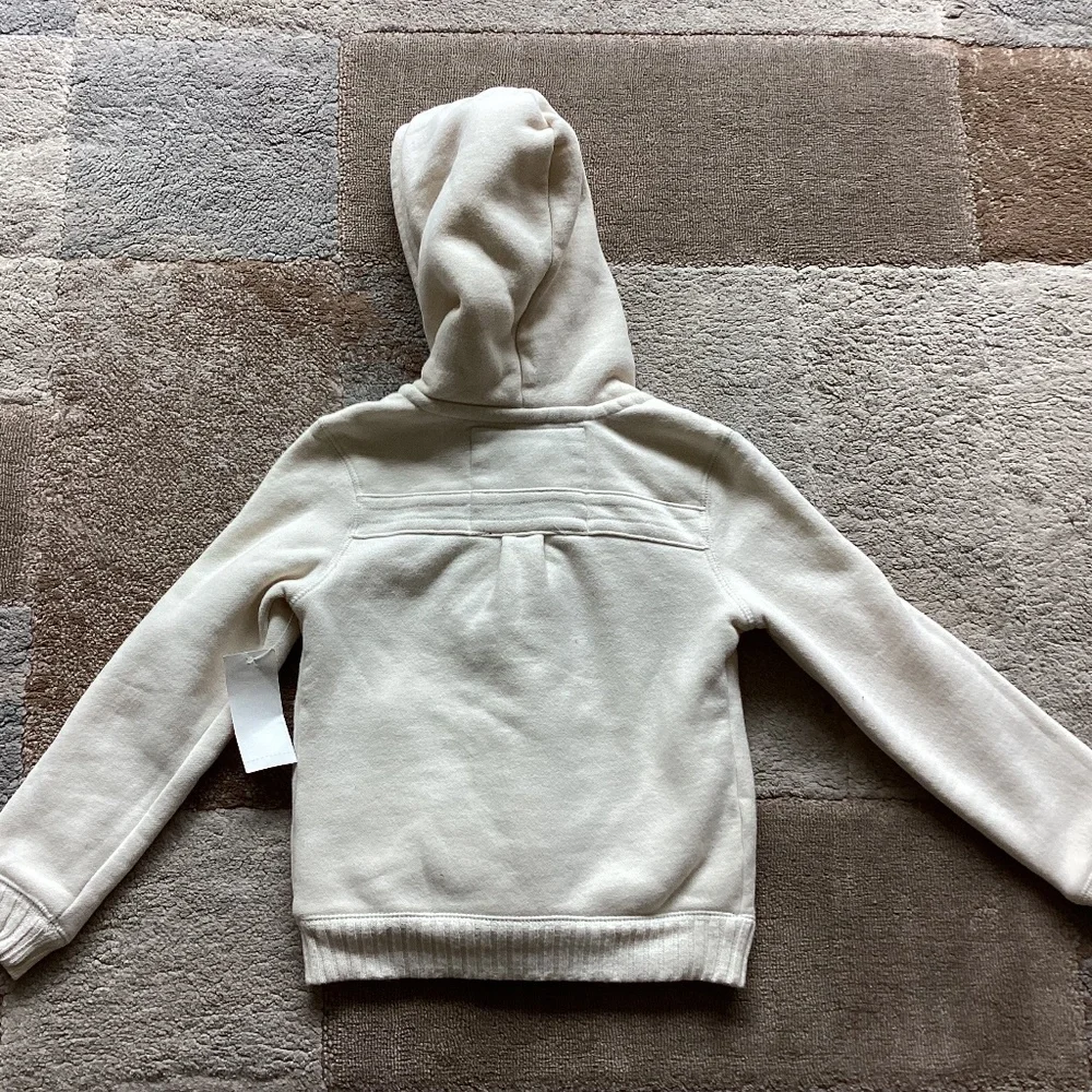 NEW OLD NAVY GIRLS CREAM COLOR FLEECE ZIPPED JACKET W SHERPA HOODY XS